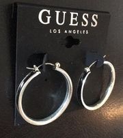 New Guess Silver & Black Hoops 1.5"