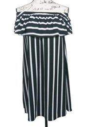 Exist Black & White Stripe Off Shoulder Dress