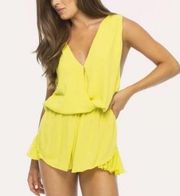 NWT Indah Sz S Women's Citrus Zuma Crossfront Romper Yellow New