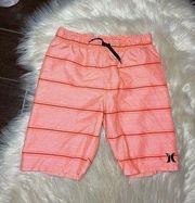 Hurley orange/black/white swimtrunks sz 10/12