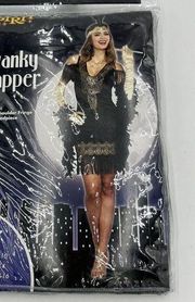 Swanky Flapper Black Gold Spirit Halloween Costume & Headpiece Sz M (6-10)