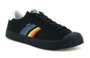 black rainbow 🌈 stripe canvas sneakers size w9 men’s 7.5