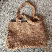 NWT Victoria's Secret PINK tan teddy sherpa tote bag