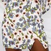 Ruse Mini Skirt, Side Split, Floral, Pink/Blue Size L