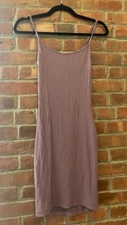 Purple Mini Ribbed Dress