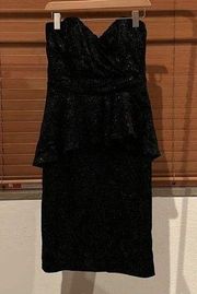 Badgley Mischka Velvet Peplum Cocktail Dress