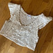 Zara cream crochet lace crop tank top