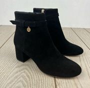 Kate Spade New York Delina Charm & Bow Suede Ankle Boots 6.5 Black $248