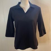 NWT! Sz PS P S  Black Polo Style Knit Top