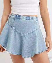 Denim Circle Mini Skirt Light Color Denim Size Medium