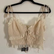 Cream Ruffle Crop Top