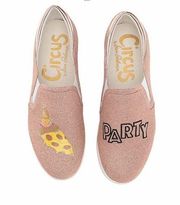 Sam Edelman sneakers Charlie-rose gold ( pizza party) glitter slip on shoes 10