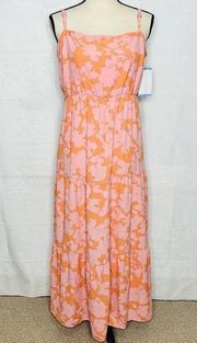 Social Standard by Sanctuary Smocked Back Dress Melon Floral Size L NWT