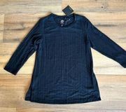 Bobeau Top Sweater XS Black Women's Long Sleeve Crewneck Knitted Casual Shirt