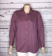 Woman Within 1X Purple Polka Dot Button Down Shirt