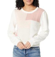 BB Dakota by Steve Madden White & Pink Colorblock Cropped Long Sleeve Sweater S