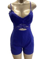 J For Justify Blue Shorts Romper Size Medium NWT