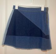 Women’s  Denim A-line Patchwork Mini Skirt with Side Zip Size M