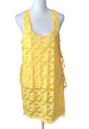 Miken bright yellow coverup w/fringe down both sides great addition for summer