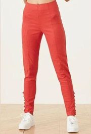 LPA Donni Pant Red Skinny Leg High Waisted Linen Trouser