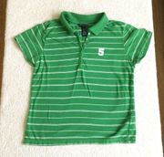 Vintage Striped Stretch Polo Short Sleeve Green - Sz Large