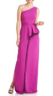 JS COLLECTIONS Hayley One-shoulder A-line Gown In Cerise Magenta Purple 2
