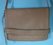 Allsaints Club Medium Clutch Crossbody Purse Tan Pebbled Leather