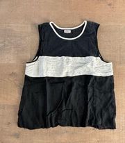 l’agence black cream mesh panel tank top