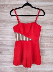 Small Red Romper With Mesh Panel