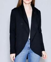 James Perse French Terry Draped Open Front Cardigan Jacket Black Size 3/L