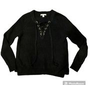 Knitted Long Sleeve Sweater Black Medium