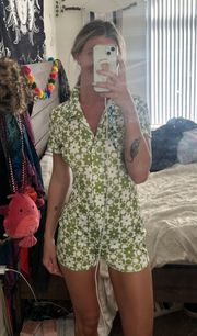 Green & White Retro Romper