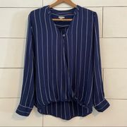 Falls Creek Blue and White Striped Blouse. Size L.