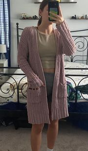 Pink Rose Gray Knit Cardigan