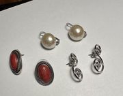 Lot Of 3 Silver Tone Pierced Earrings - All Signed - Chaps, Avon, Marvella