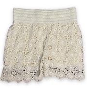 Umgee Floral Crochet Lace Short Scalloped Hem Cream S