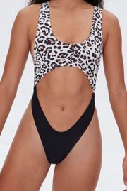 Forever 21 leopard cheetah monokini one piece swimsuit