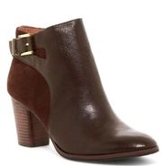 Louise Et Cie Vasca Ankle Heeled Booties Boots Womens 7M/37 Brown Leather Zip