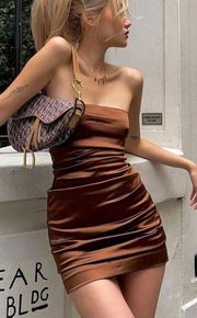 BEC & BRIDGE Brown Heather Strapless Mini Dress!!