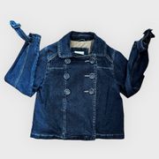 ! 0390 - Women’s Thick Lined Dark Blue Denim Collar Jacket