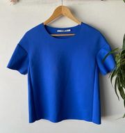 J.Brand Shirt Womens Small Blue Neoprene Structured Professional Summer Funky