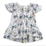 Anthropologie Cottage Floral Tiered Peplum Top | US 4