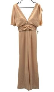 Bariano Australia Corinne Peach Nude V-Neck Drape Sleeve Maxi Dress Gown Sz 8