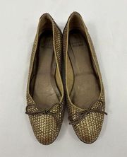 Stuart Weitzman Casino Sequin Ballet Flats Gold 7.5 M Bows