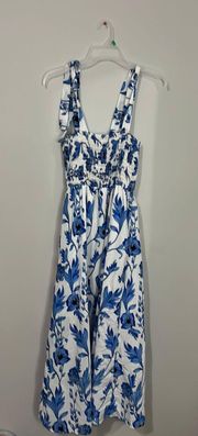 Floral Blue And White Dress