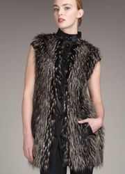 Faux-Fur and Leather Vest Black