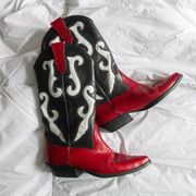 Red Black And White 90s Cowboy Boots