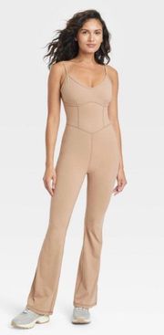 Brown flare leggings jumpsuit