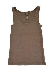 Skim Tank Top Womens Medium Brown Ribbed Cropped Fitted Solid Neutral