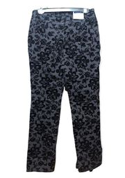 Charter Club Velvet Floral Black Lexington Denim Strght Leg tummy control 69.50